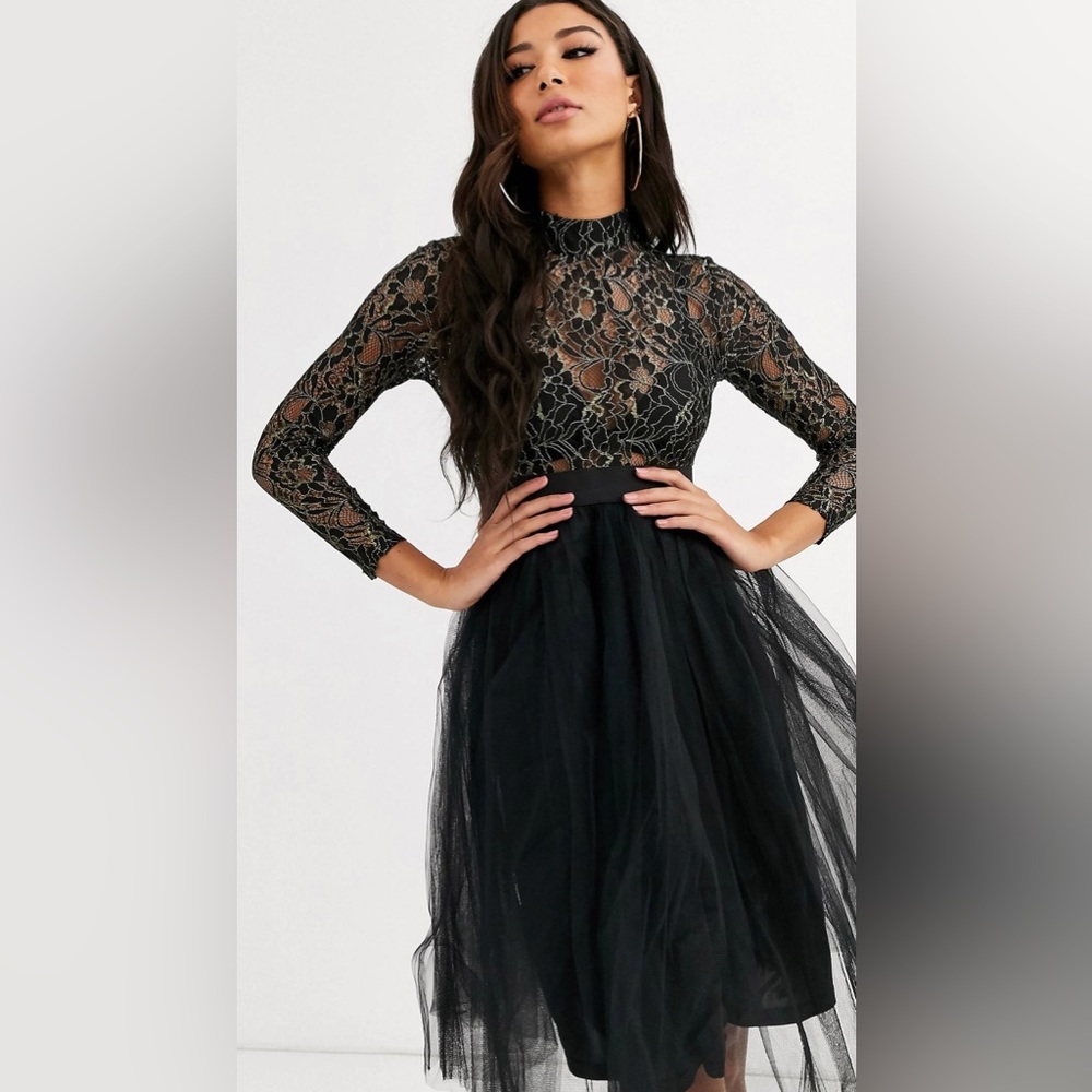 Rare London Black and Gold Tutu Dress